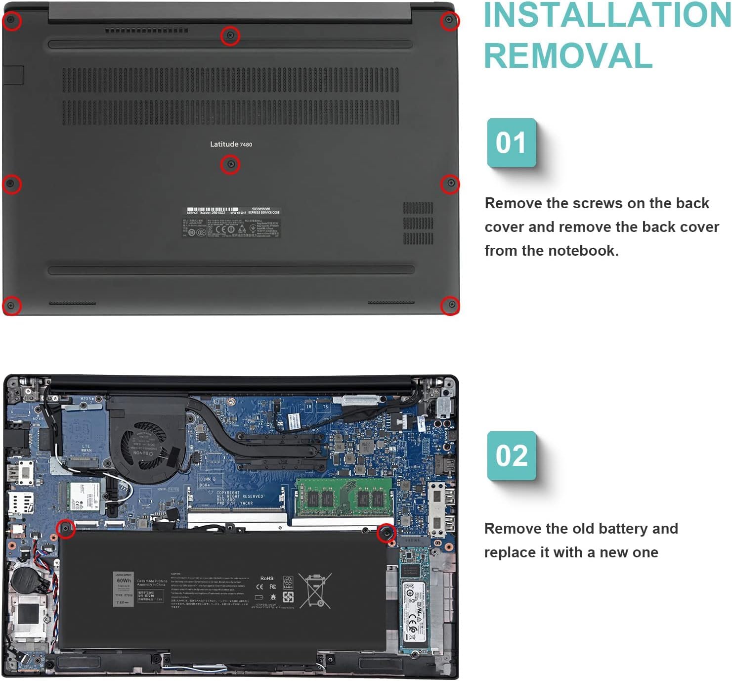 Foto 3 | Batería De Ordenador Portátil Tree.nb F3ygt De 60 Wh Para Dell Latitude 12-14 - Venta Internacional.