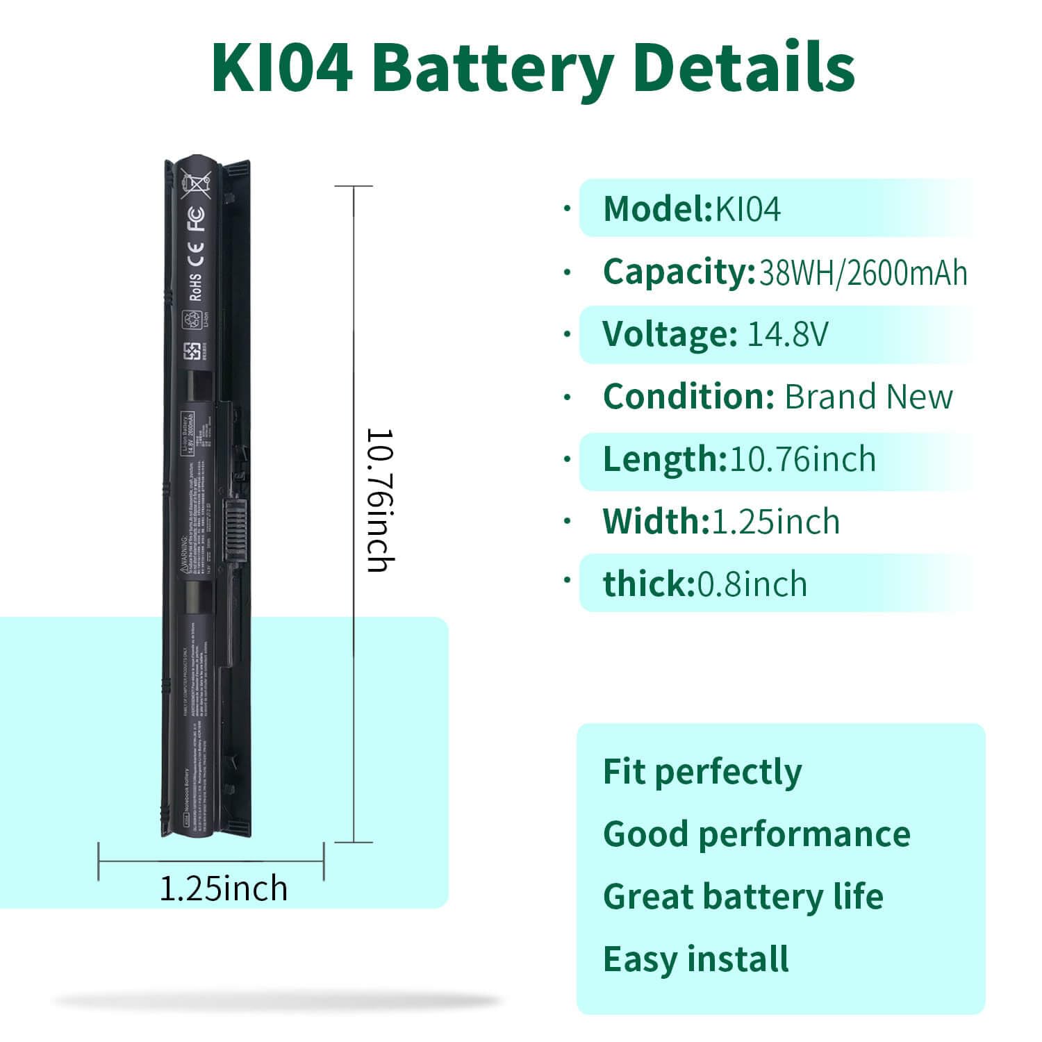 Foto 3 pulgar | Batería De Portátil Dmkaollk Ki04 2600 Mah Para Hp Pavilion - Venta Internacional.