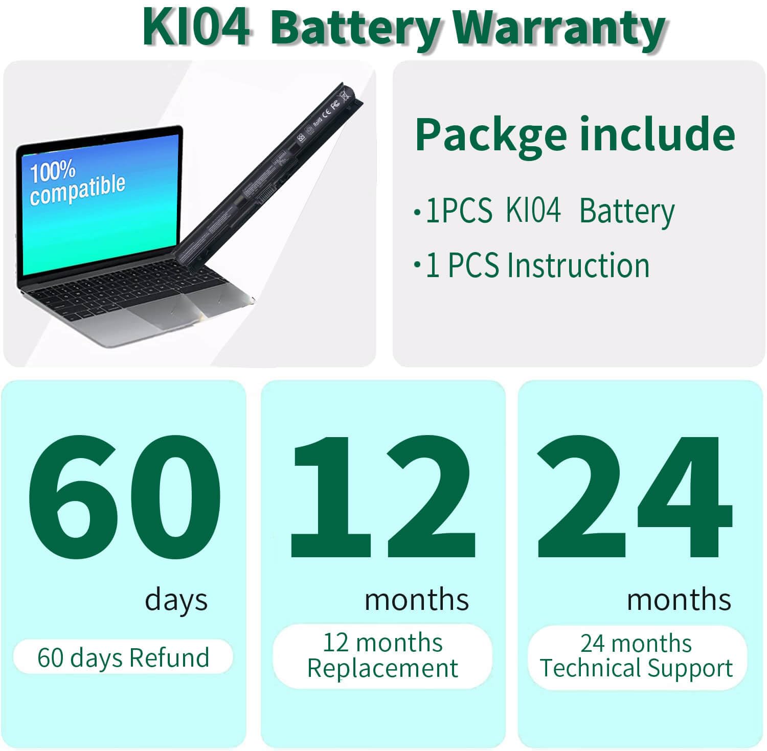 Foto 6 | Batería De Portátil Dmkaollk Ki04 2600 Mah Para Hp Pavilion - Venta Internacional.