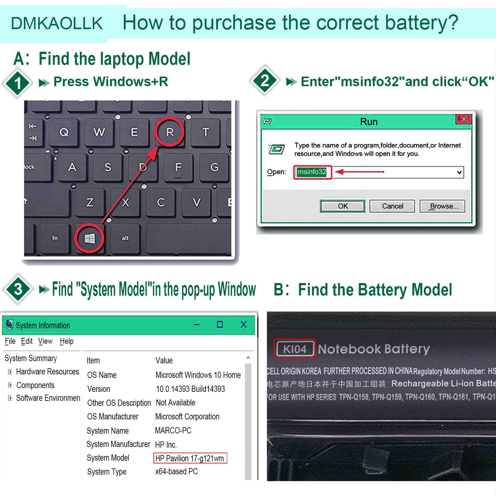 Foto 7 | Batería De Portátil Dmkaollk Ki04 2600 Mah Para Hp Pavilion - Venta Internacional.