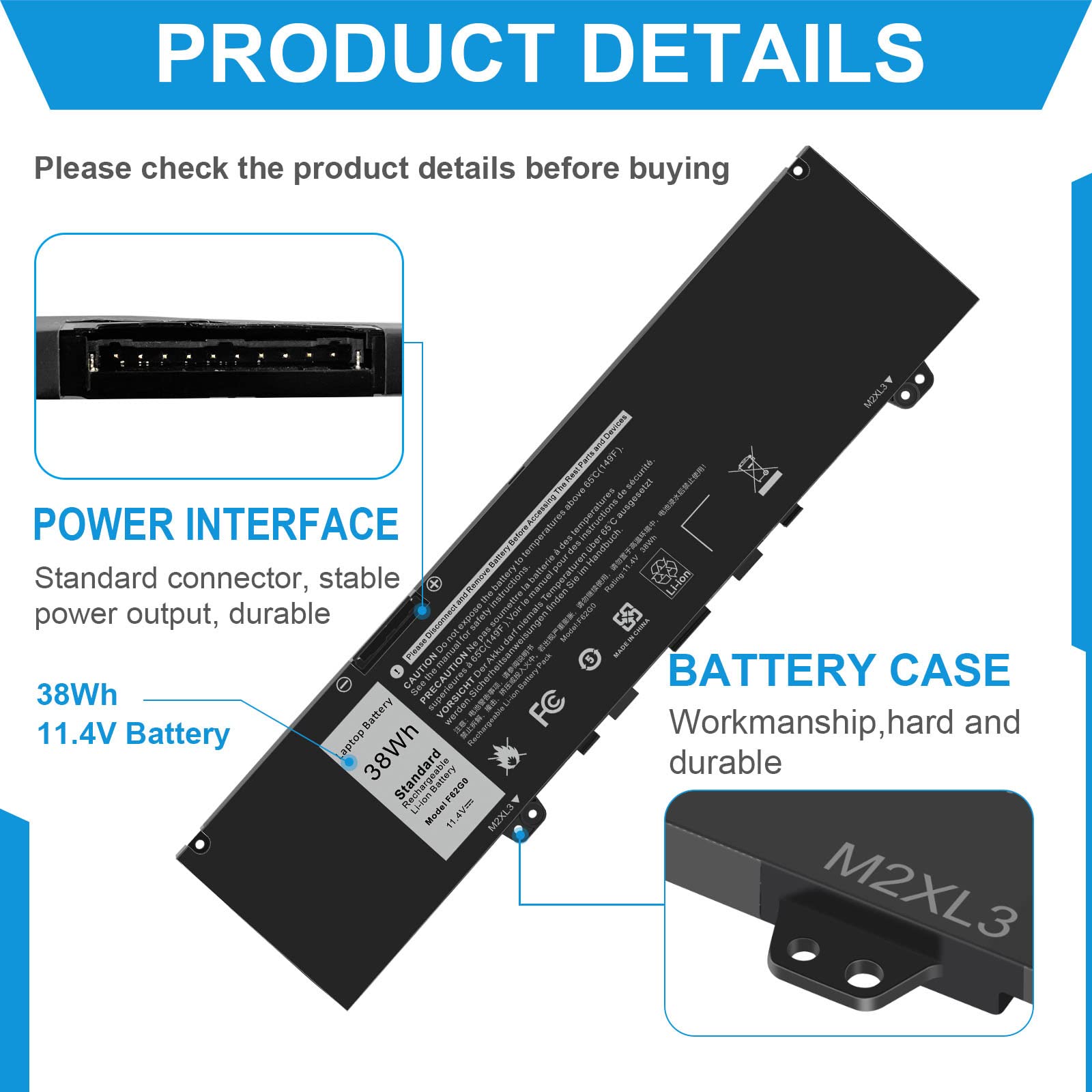 Foto 4 pulgar | Batería Fancy Buying 39dy5 F62g0 De 38 Wh Para Dell Inspiron 13 - Venta Internacional.