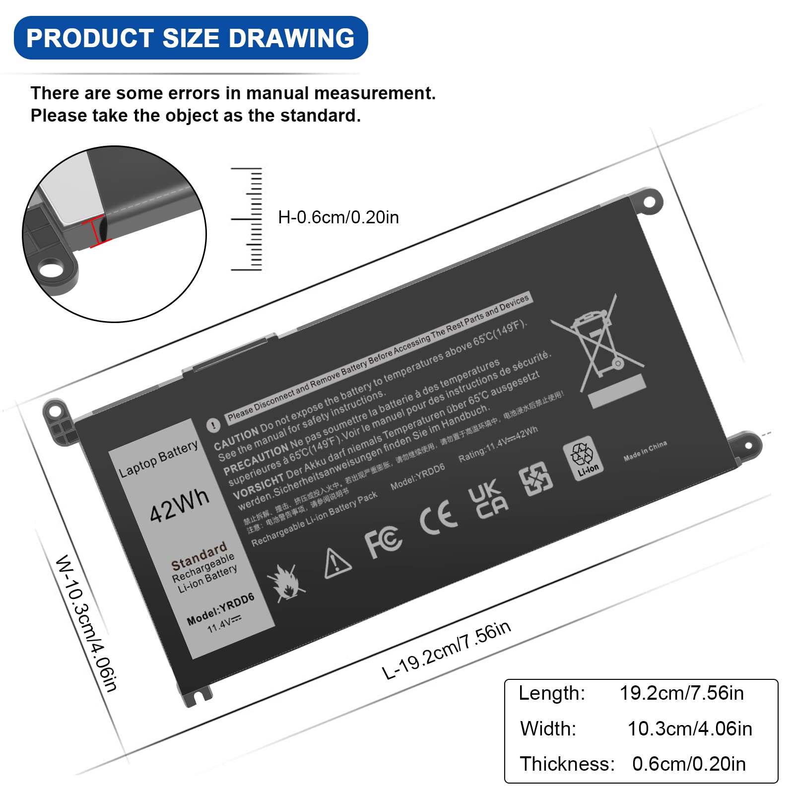 Foto 4 pulgar | Batería Tree.nb Yrdd6 1 V X 1 H  11 4 V  42 Wh  Para Dell Inspiron - Venta Internacional.