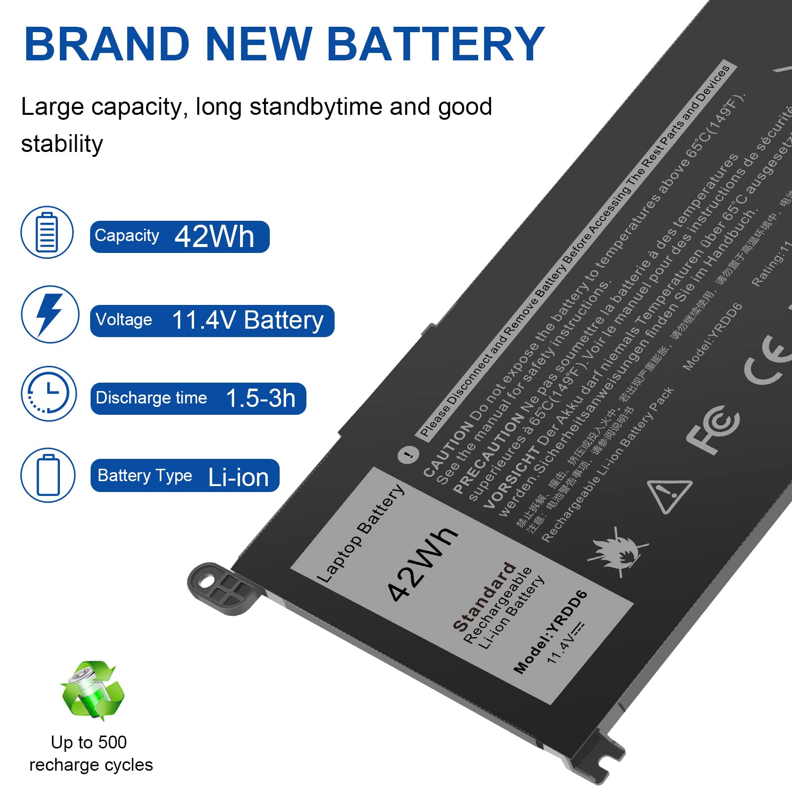 Foto 6 pulgar | Batería Tree.nb Yrdd6 1 V X 1 H  11 4 V  42 Wh  Para Dell Inspiron - Venta Internacional.