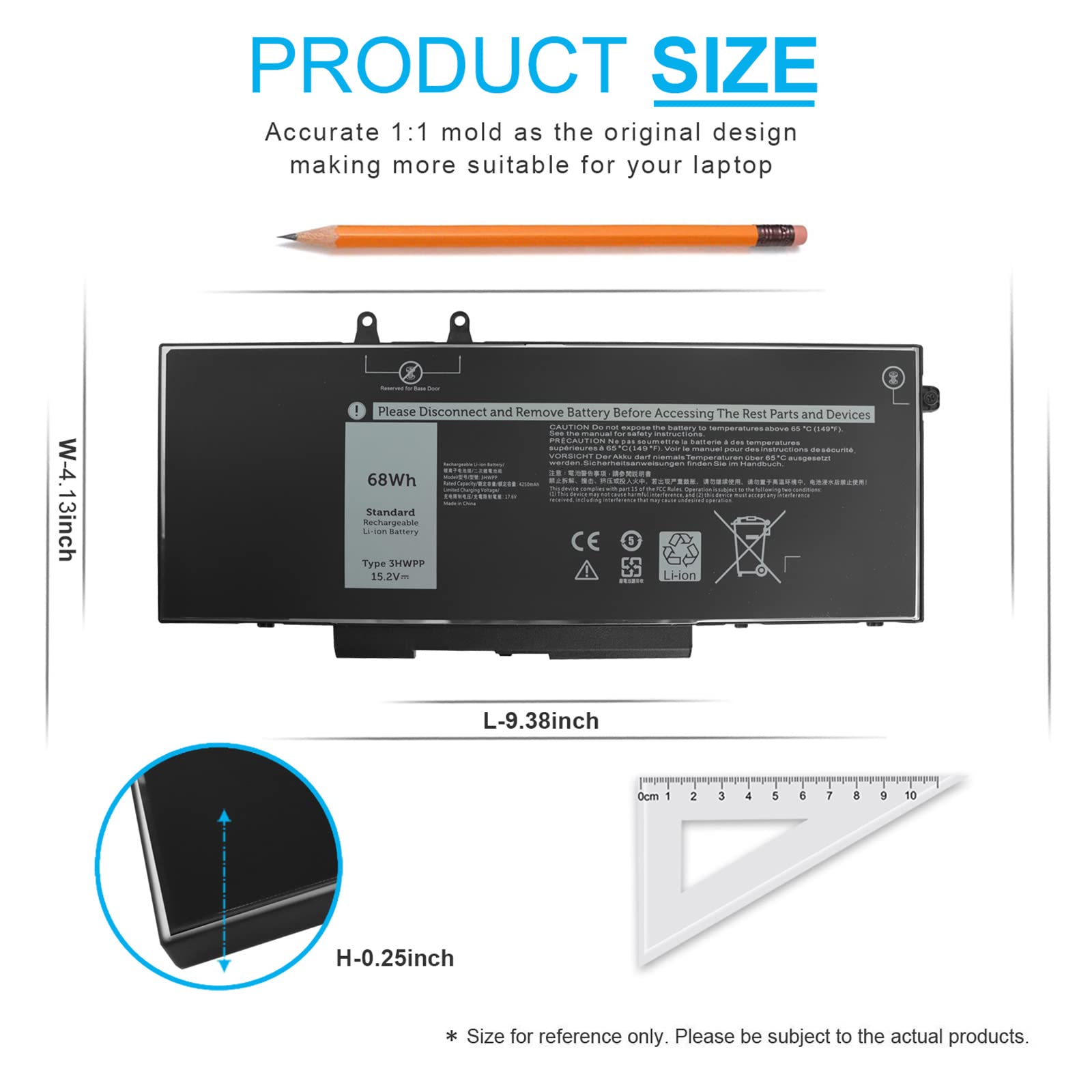 Foto 5 pulgar | Batería Emanjor 68wh 3hwpp 15 2 V Para Dell Latitude 5501 5510 - Venta Internacional.