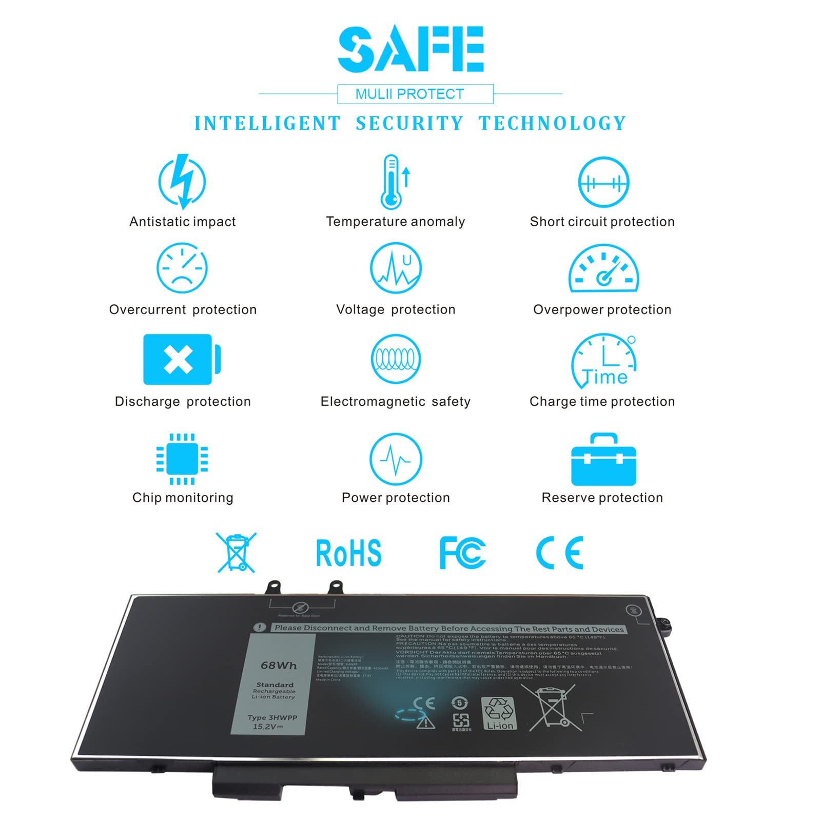 Foto 7 pulgar | Batería Emanjor 68wh 3hwpp 15 2 V Para Dell Latitude 5501 5510 - Venta Internacional.