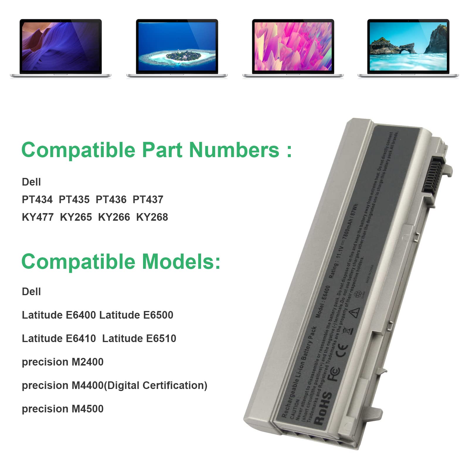 Foto 5 | Batería De Portátil Fancy Buying De 9 Celdas Para Dell Latitude E6400 E6410 E6500 E6510 - Venta Internacional.