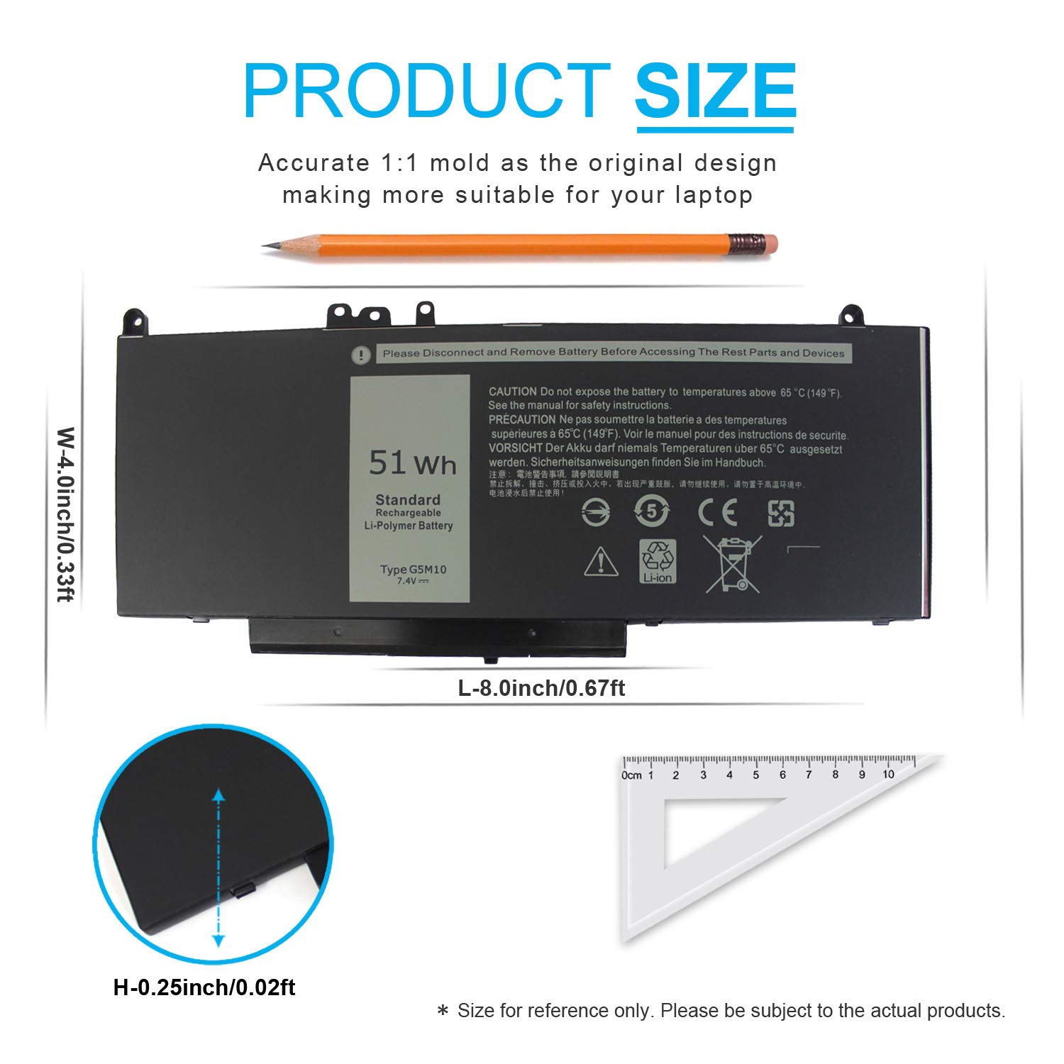 Foto 4 pulgar | Batería Portátil Emanjor G5m10 51wh Para Dell Latitude E5450 - Venta Internacional.