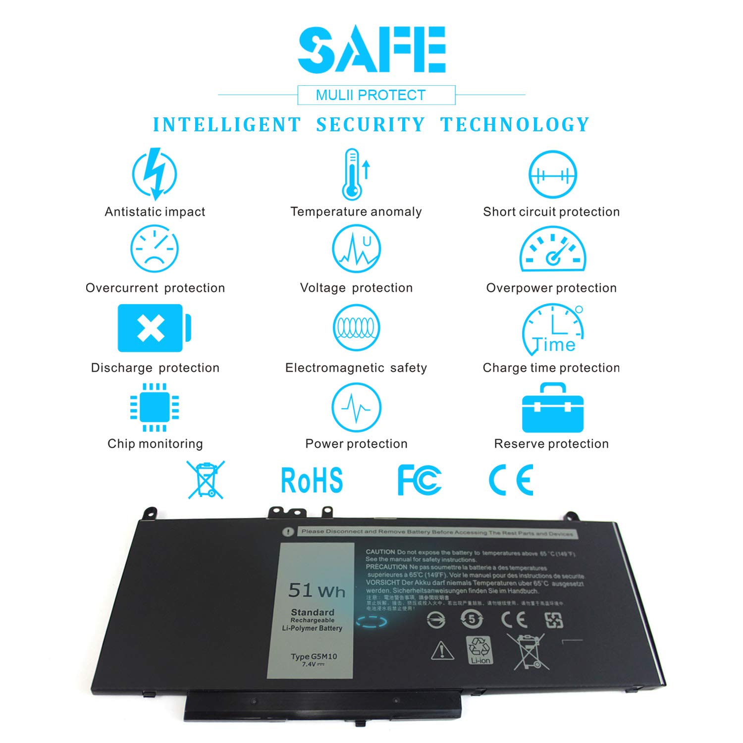 Foto 7 pulgar | Batería Portátil Emanjor G5m10 51wh Para Dell Latitude E5450 - Venta Internacional.