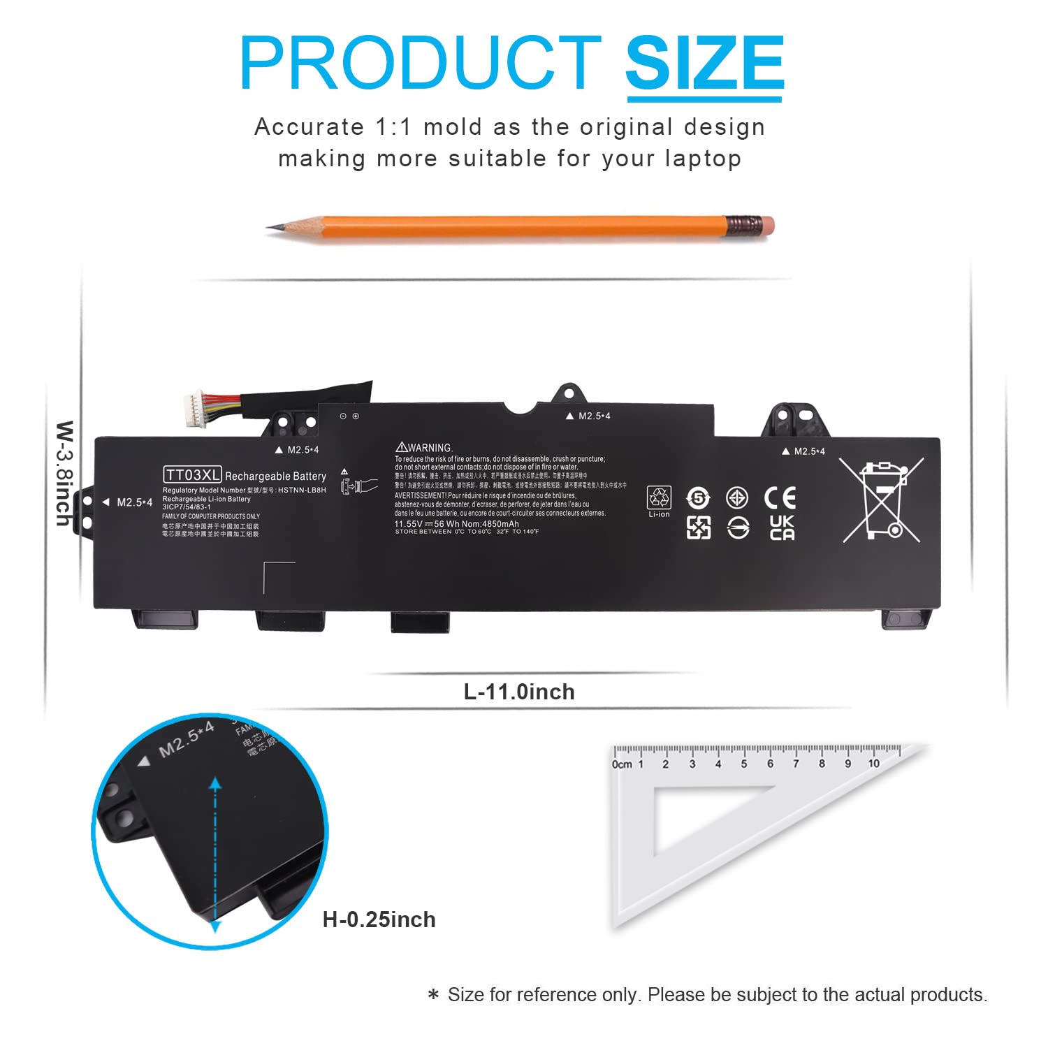 Foto 5 pulgar | Batería De Repuesto Para Portátil Emanjor Tt03xl 933322-855 56wh - Venta Internacional.