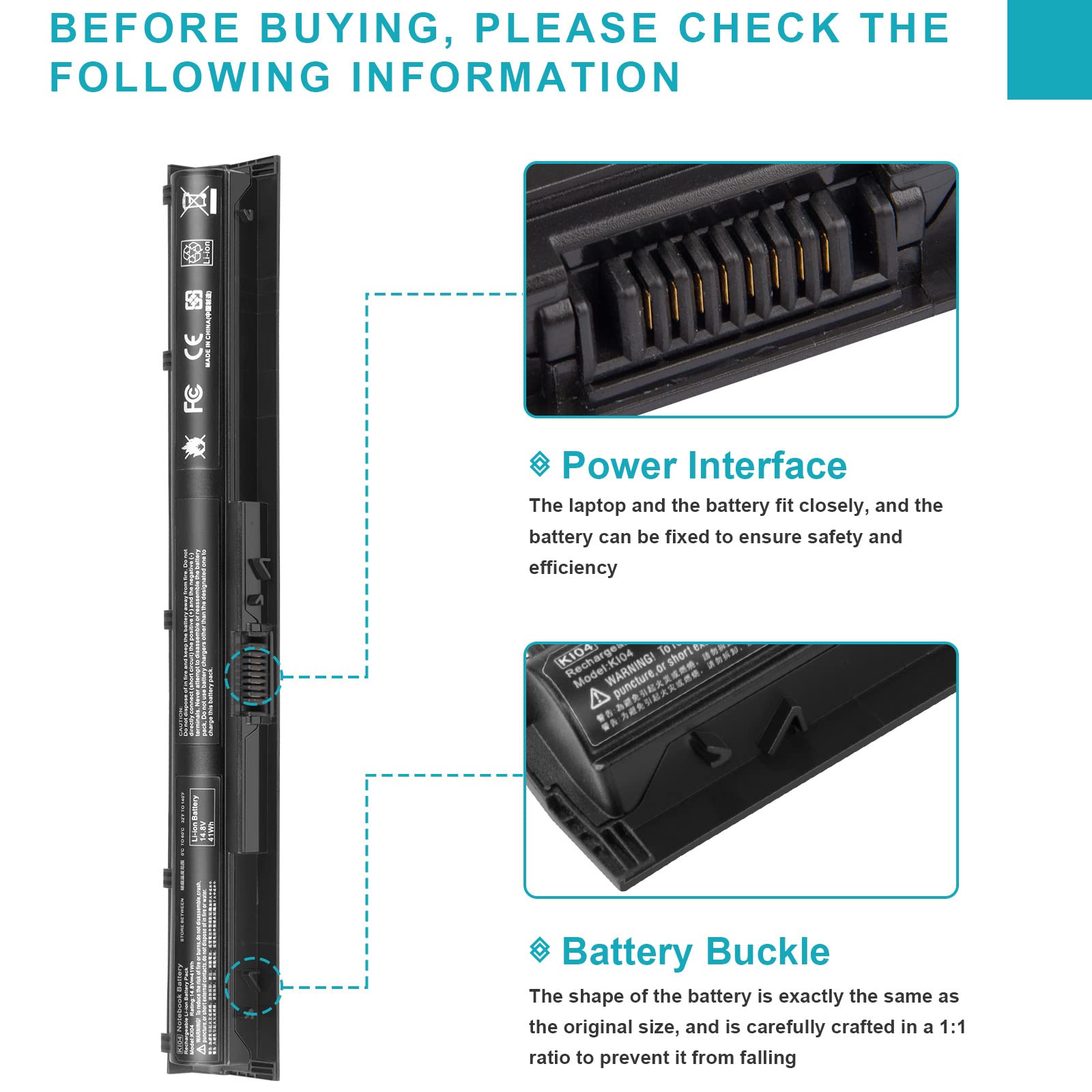 Foto 4 | Batería Fancy Buying Ki04 De 41 Wh  14 8 V  Para Hp Pavilion 15-ab - Venta Internacional.