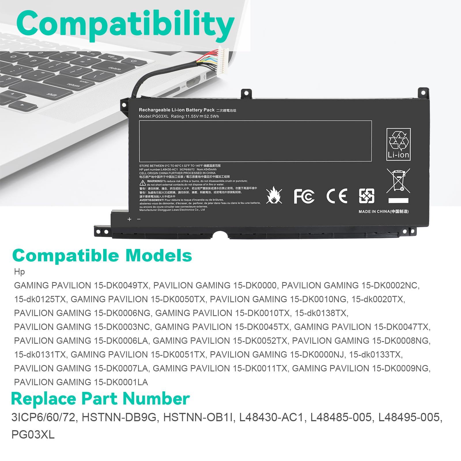 Foto 6 | Batería Fancy Comprando Pg03xl Para Hp Pavilion Gaming 15-dk - Venta Internacional.