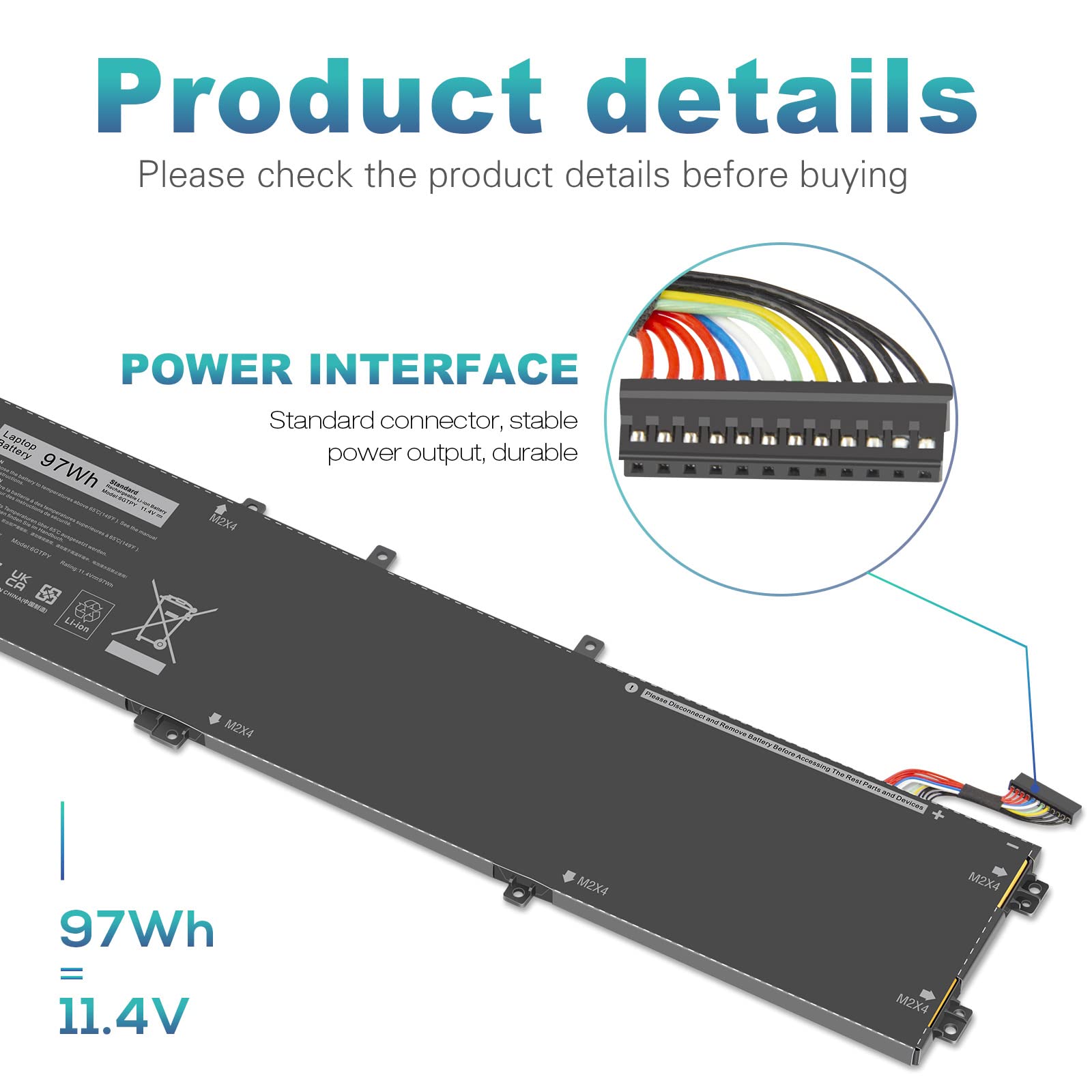 Foto 5 pulgar | Batería Fancy Buying De 6 Gtpy  97 Wh  11 4 V Para Dell Xps 15 9560 9570 - Venta Internacional.