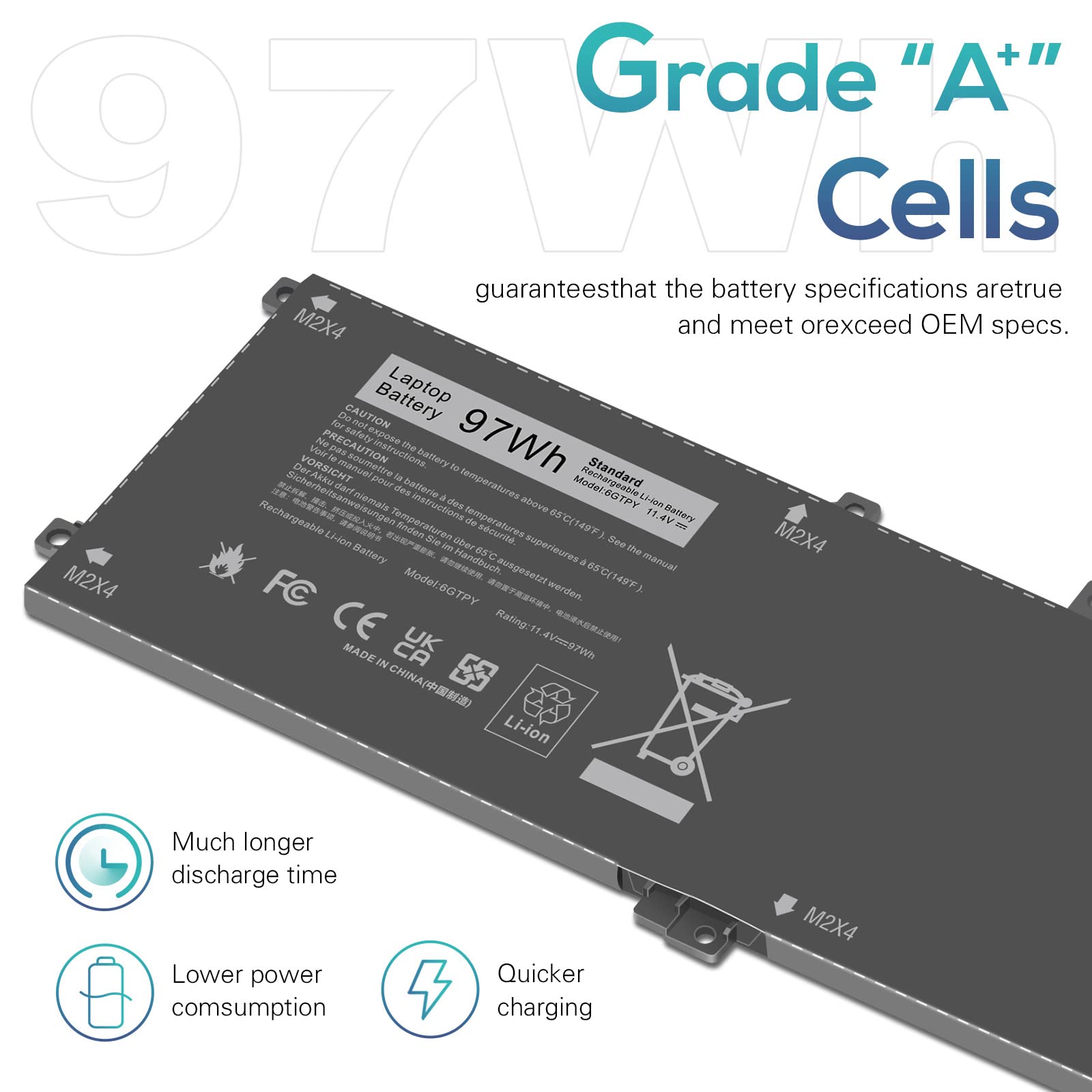 Foto 7 pulgar | Batería Fancy Buying De 6 Gtpy  97 Wh  11 4 V Para Dell Xps 15 9560 9570 - Venta Internacional.