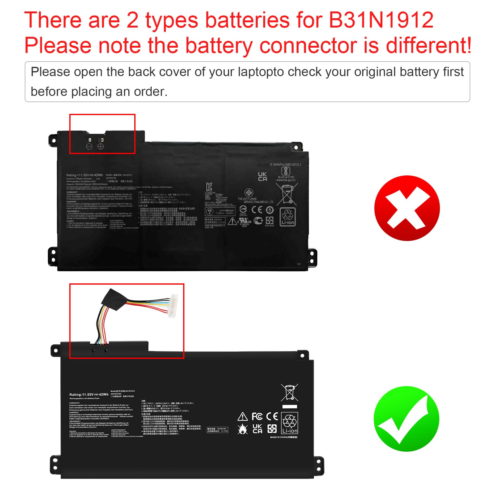 Foto 2 | Batería Fancy Buying B31n1912 C31n1912  42 Wh  11 55 V  3 Celdas - Venta Internacional.