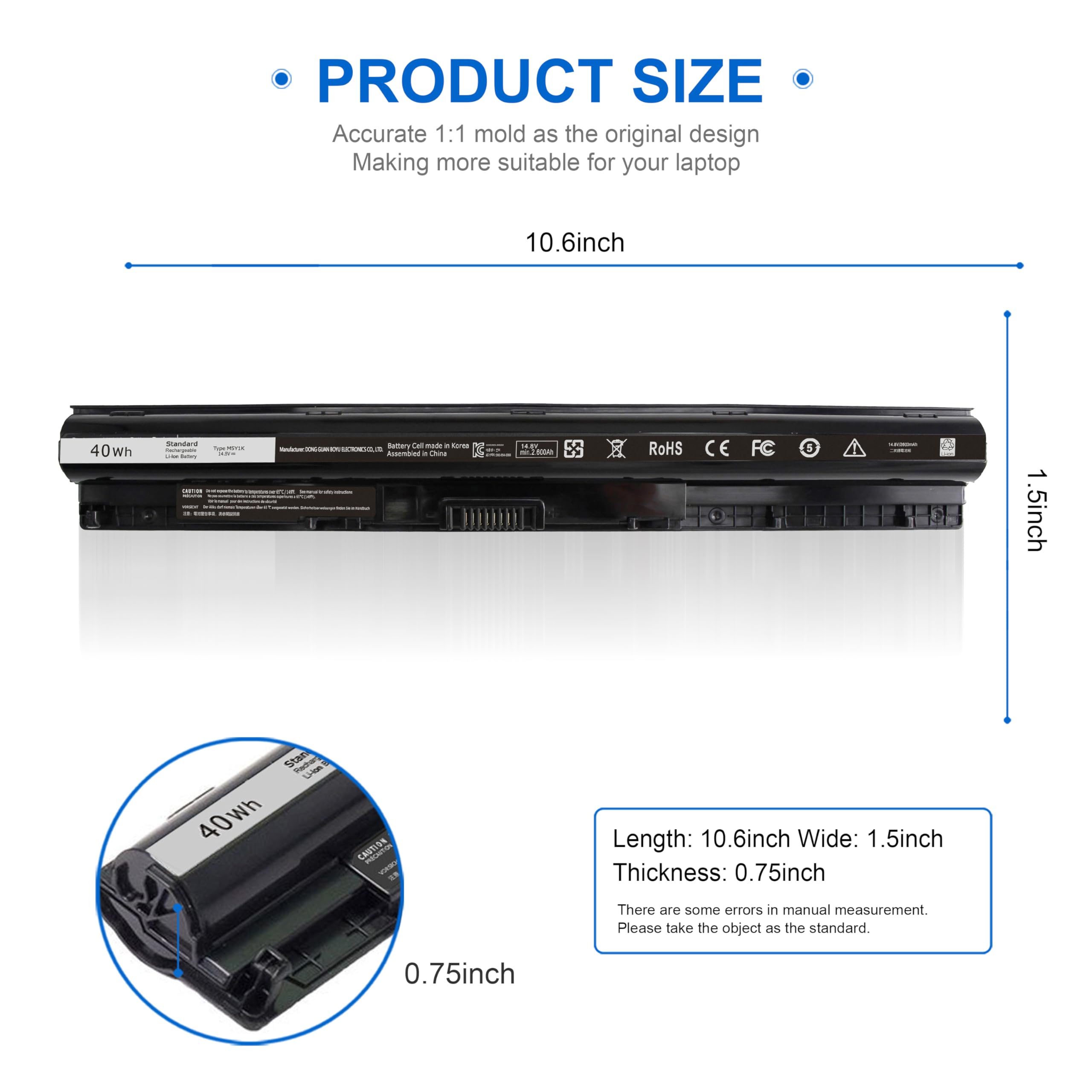 Foto 3 pulgar | Batería Wymisnit M5y1k De 40 Wh  14 8 V  Para Dell Inspiron 14-17 - Venta Internacional.