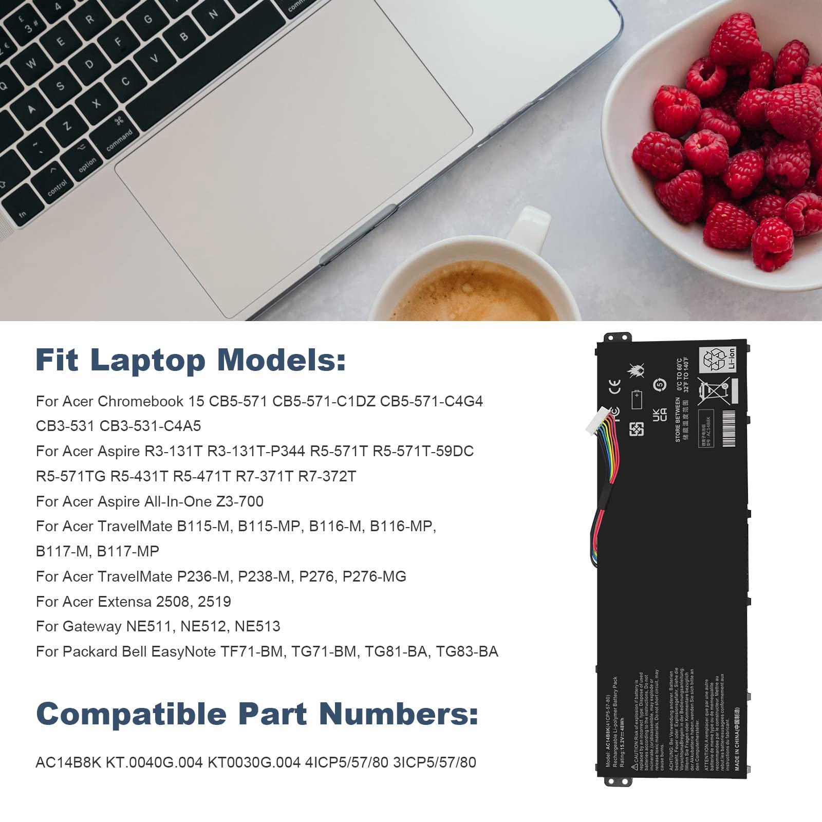 Foto 4 | Batería Tree.nb Ac14b8k 48 Wh 15 2 V Para Acer Chromebook - Venta Internacional.