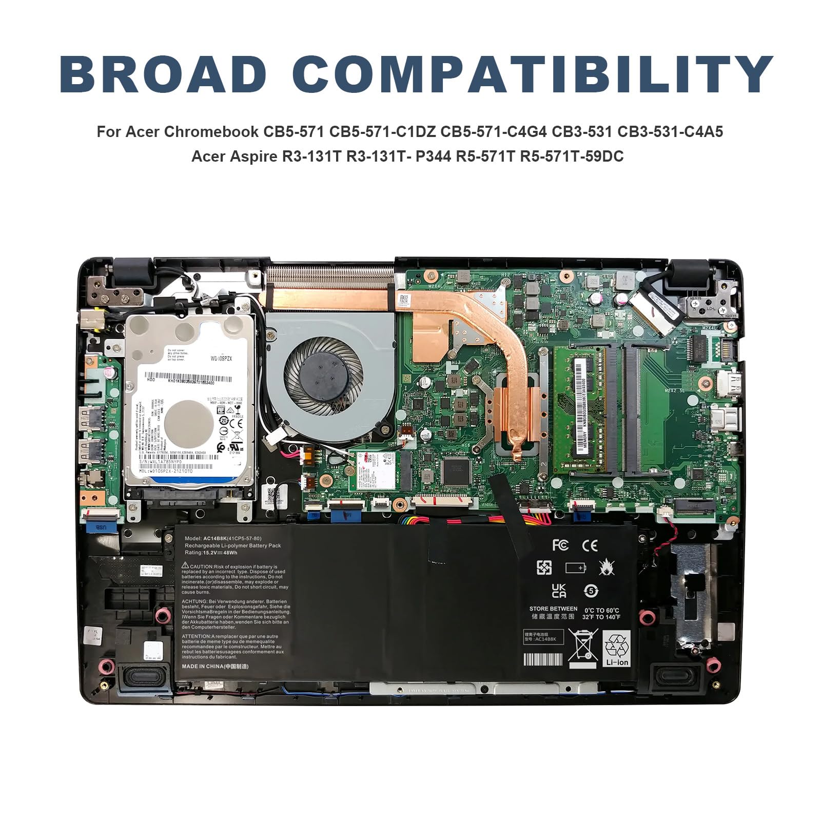Foto 6 | Batería Tree.nb Ac14b8k 48 Wh 15 2 V Para Acer Chromebook - Venta Internacional.