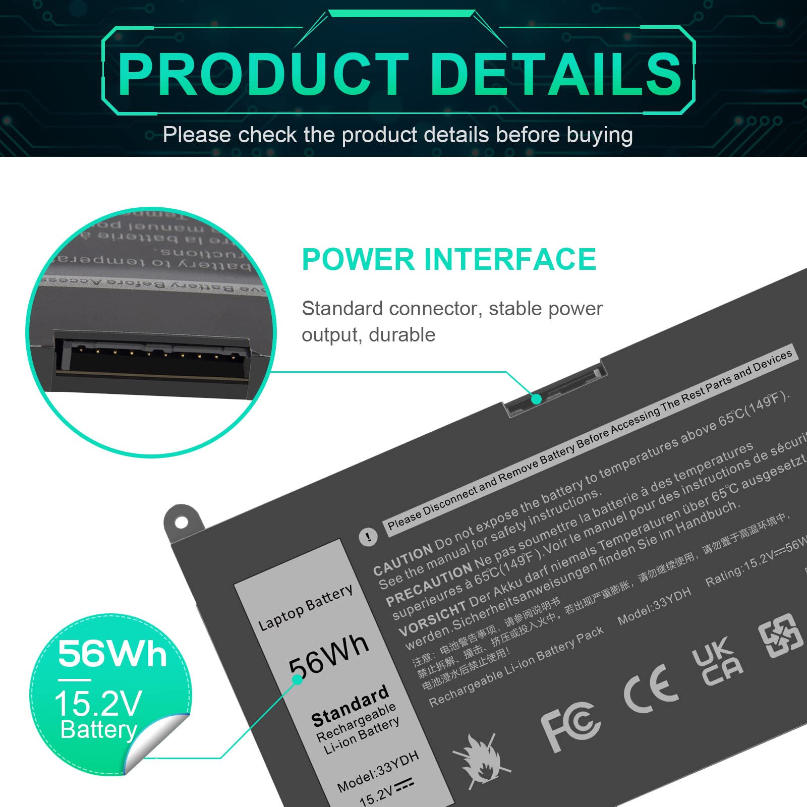 Foto 5 pulgar | Batería De Portátil Tree.nb 56wh 33ydh Para Dell Inspiron 17 7000 - Venta Internacional.