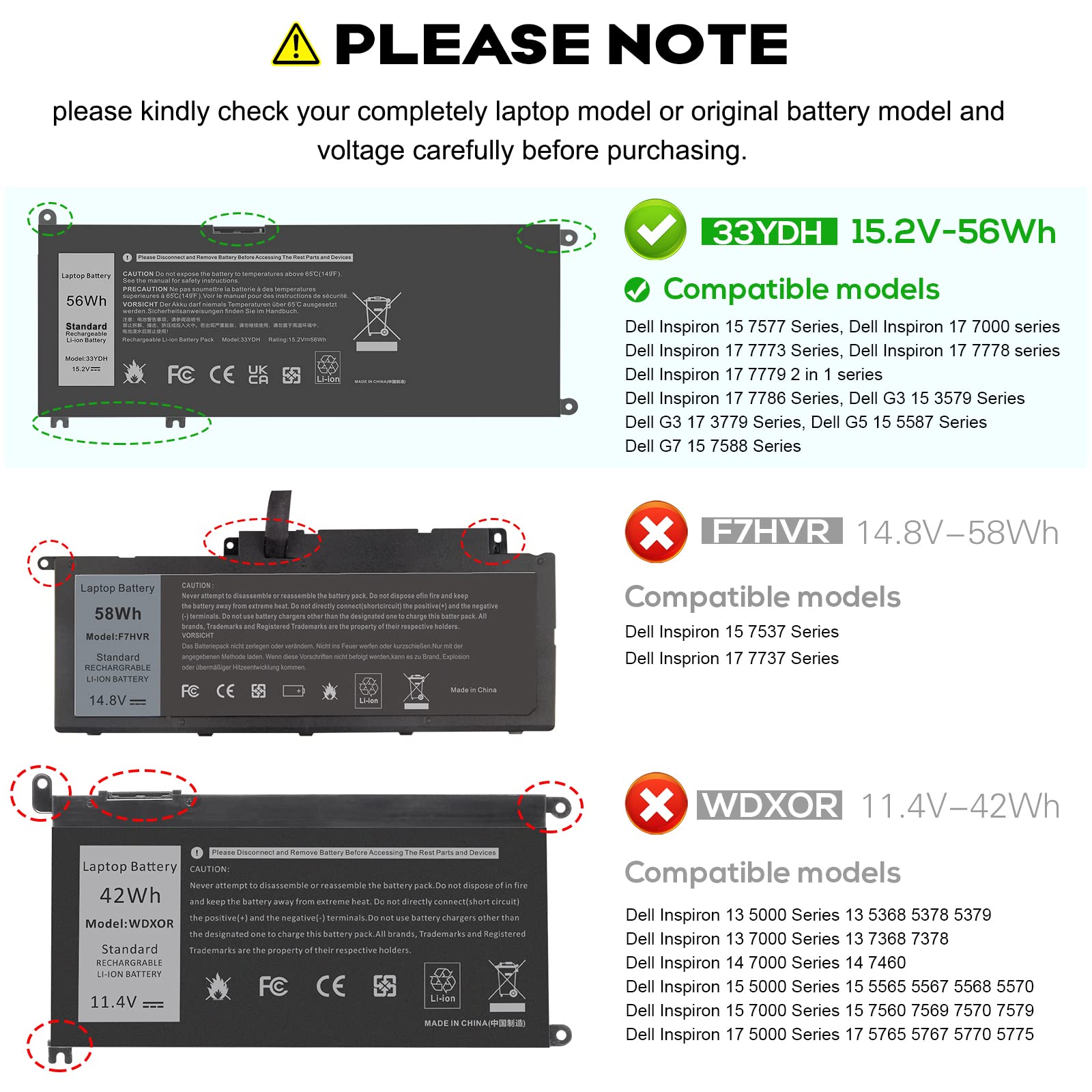 Foto 5 | Batería De Portátil Tree.nb 56wh 33ydh Para Dell Inspiron 17 7000 - Venta Internacional.