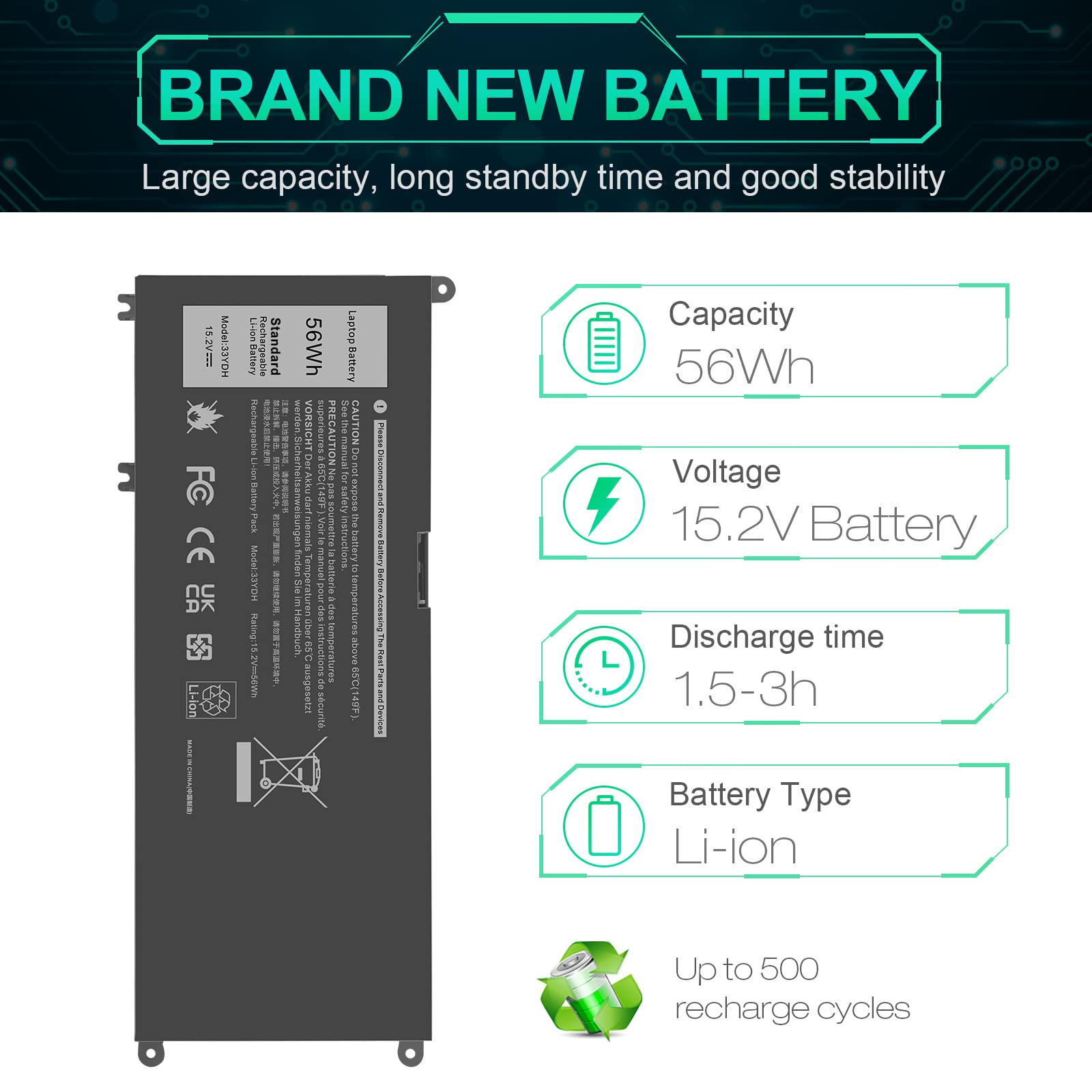 Foto 7 pulgar | Batería De Portátil Tree.nb 56wh 33ydh Para Dell Inspiron 17 7000 - Venta Internacional.