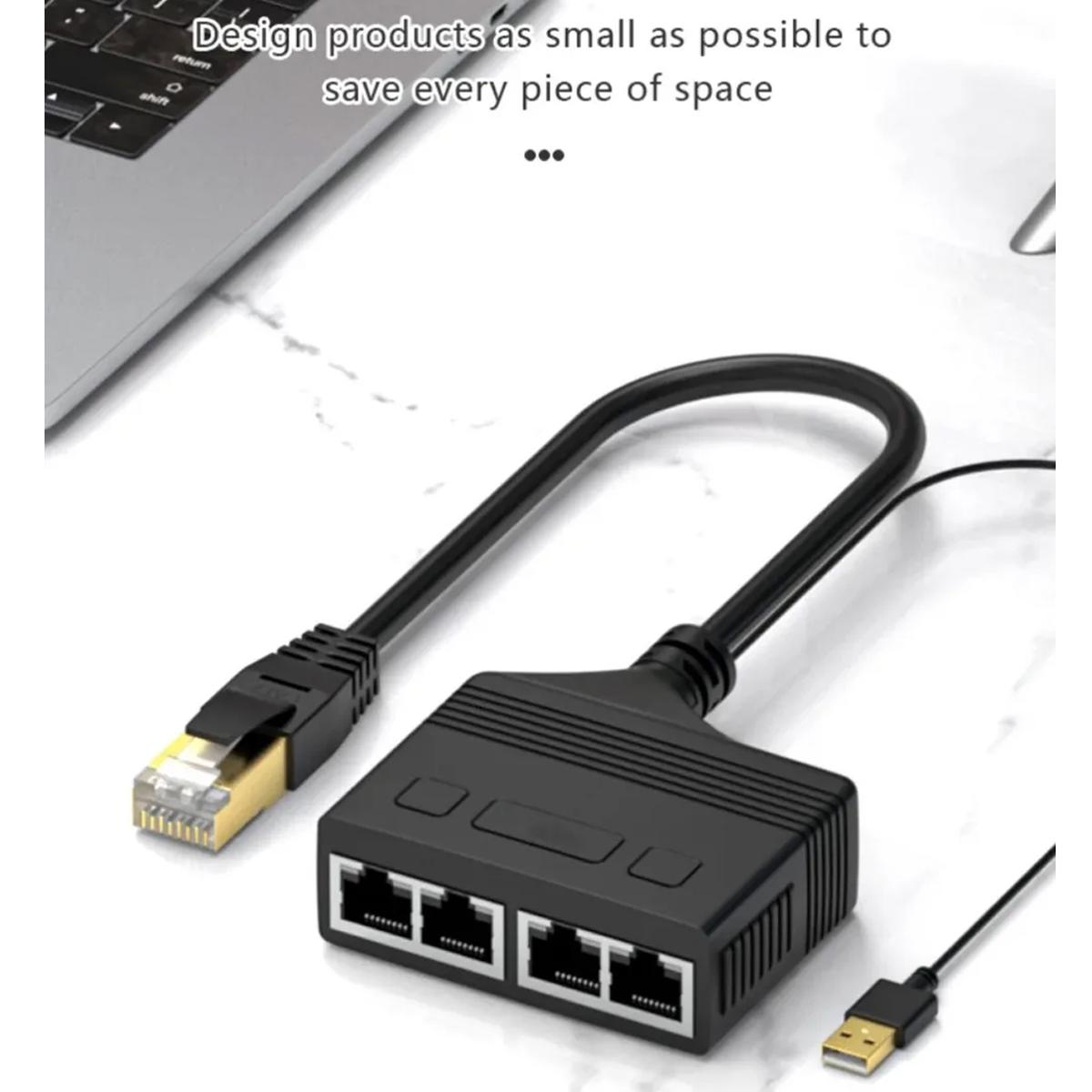 Foto 4 pulgar | Divisor Rj45 1 Macho 4 Hembras Ventdepot Mxpon-003 3 Piezas Negro
