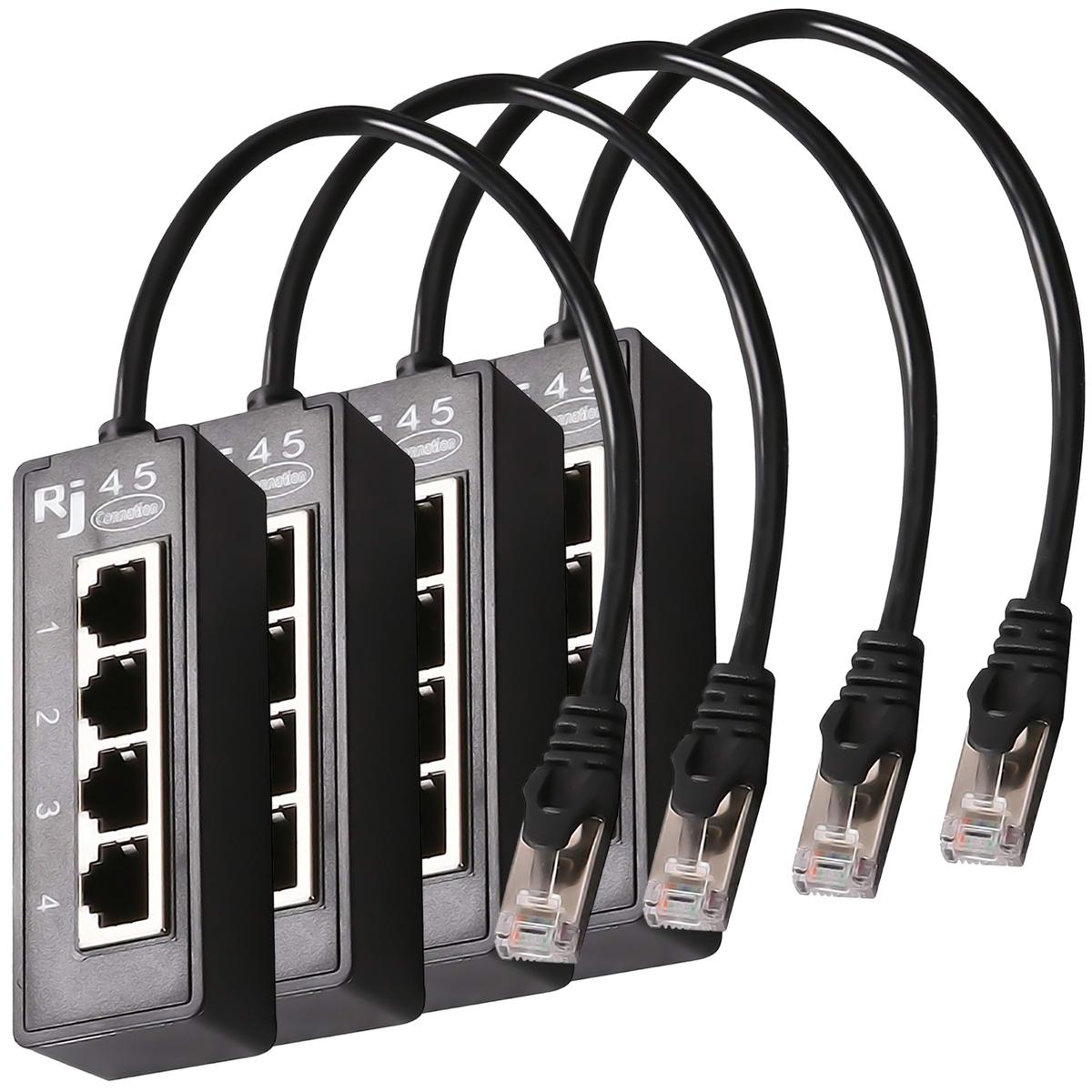 Foto 3 pulgar | Divisor De Red Ethernet Ventdepot Mxntv-004 4 Piezas Negro