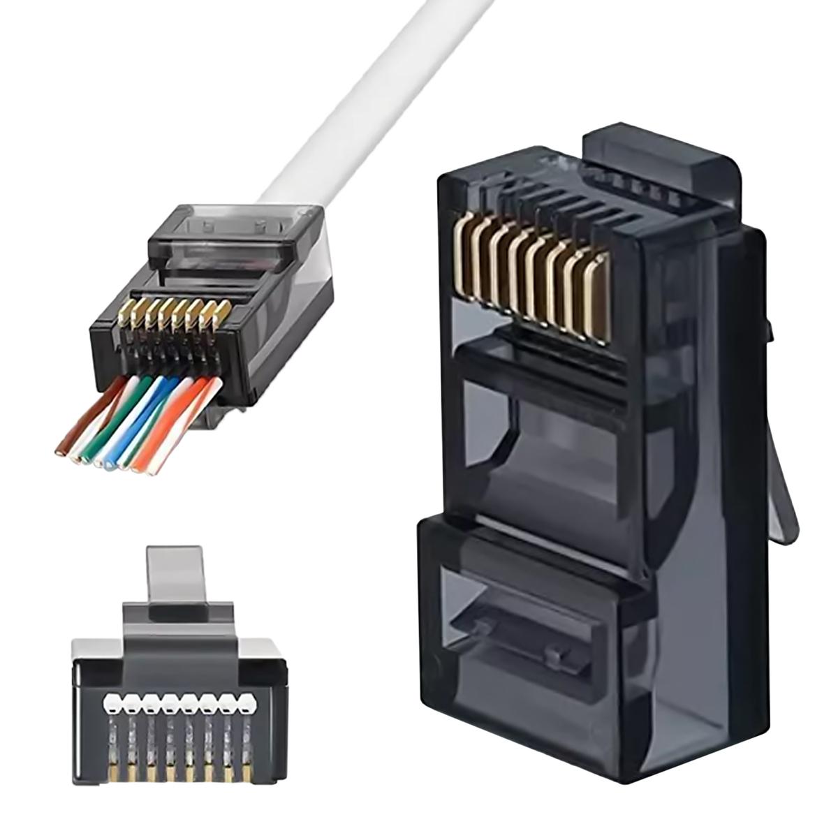 Foto 4 pulgar | Conector Cable Ethernet Plano Ventdepot Mxctk-005 50 Piezas Negro
