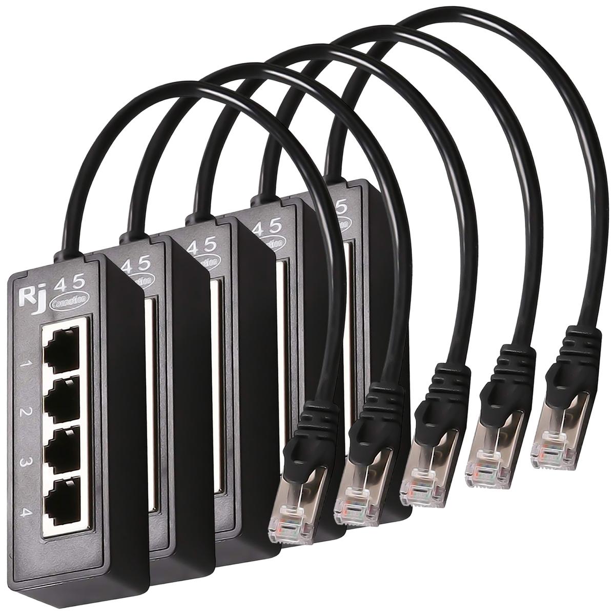 Foto 2 pulgar | Divisor De Red Con Cable Ventdepot Mxntv-005 5 Piezas Negro