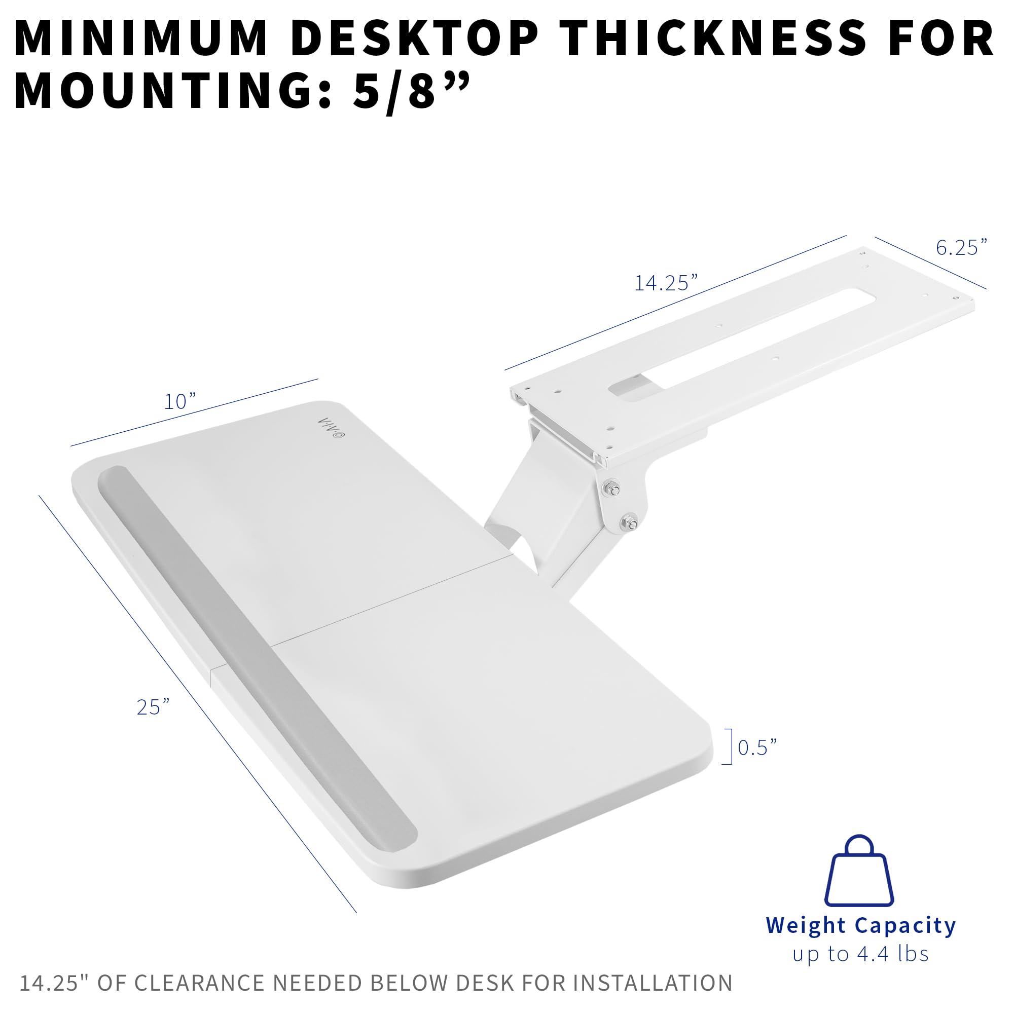 Foto 5 | Bandeja para Teclado y Ratón Vivo Mount-kb03w Blanca - Venta Internacional