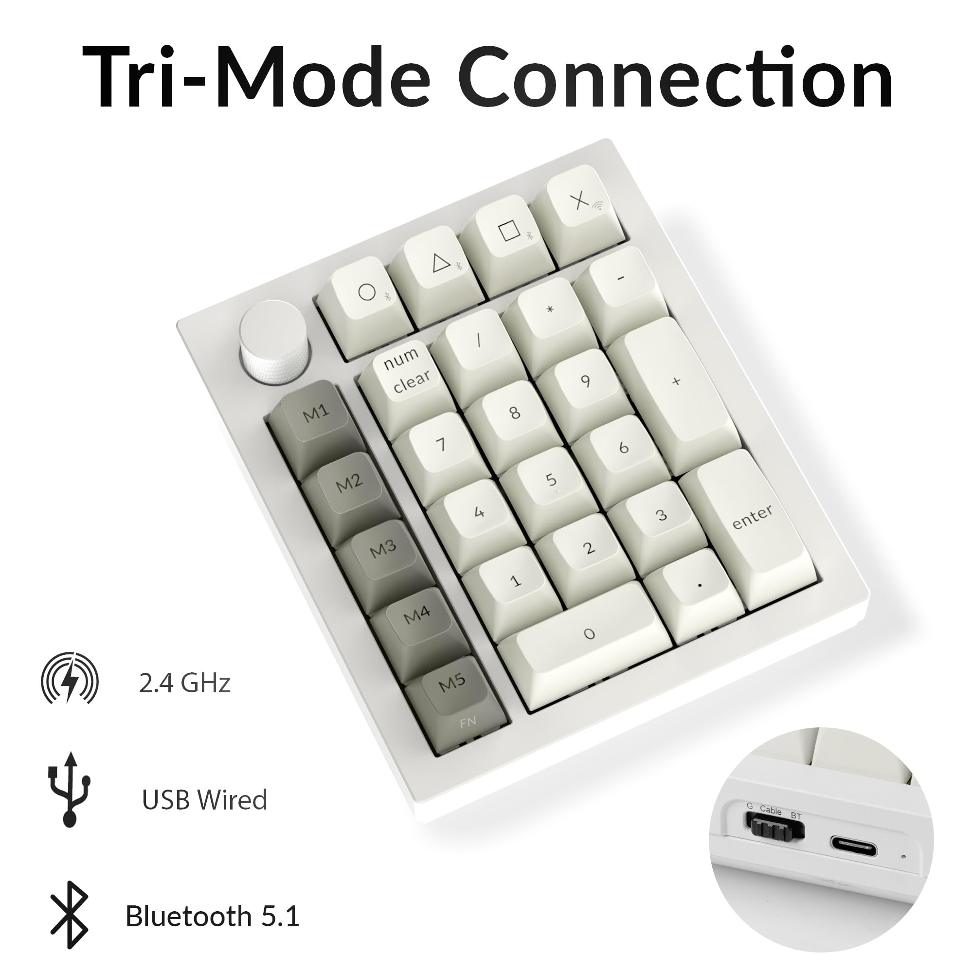Foto 4 pulgar | Teclado Numérico Mecánico Personalizado Q0 Max Inalámbrico Blanco - Venta Internacional.