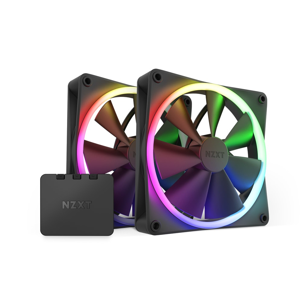 Foto 2 pulgar | Ventilador Nzxt F140 Rgb Twin, 2x 140mm, 500 - 1800rpm, Negro, 2 Piezas - Incluye Control