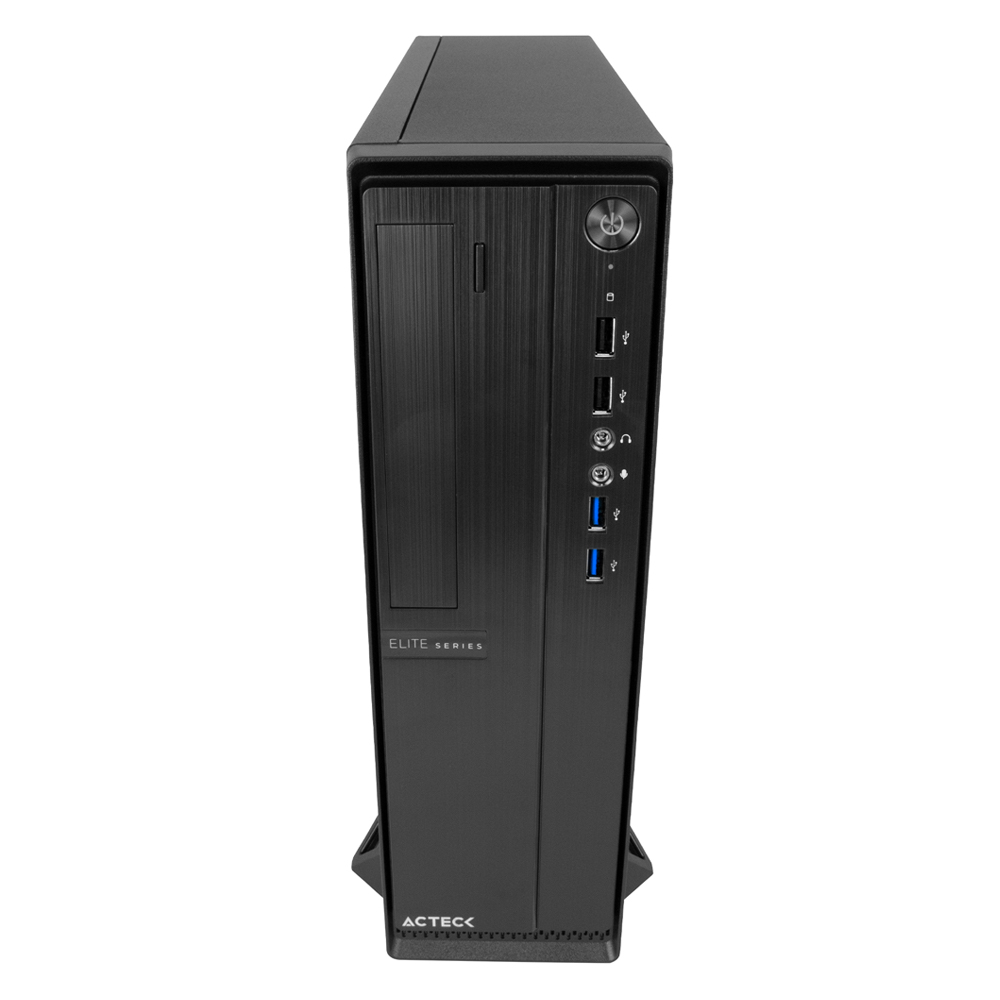 Gabinete Acteck Lubeck Gs660 Micro Atx Fuente 500w 1 Fan Mini Torre Slim Usb 3.0 Ac-932530 color Negro