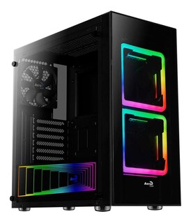 Foto 1 | Servidor Gamer Aerocool Tor Cristal Templado Atx Rgb Usb 3.0 3 Fans color Negro