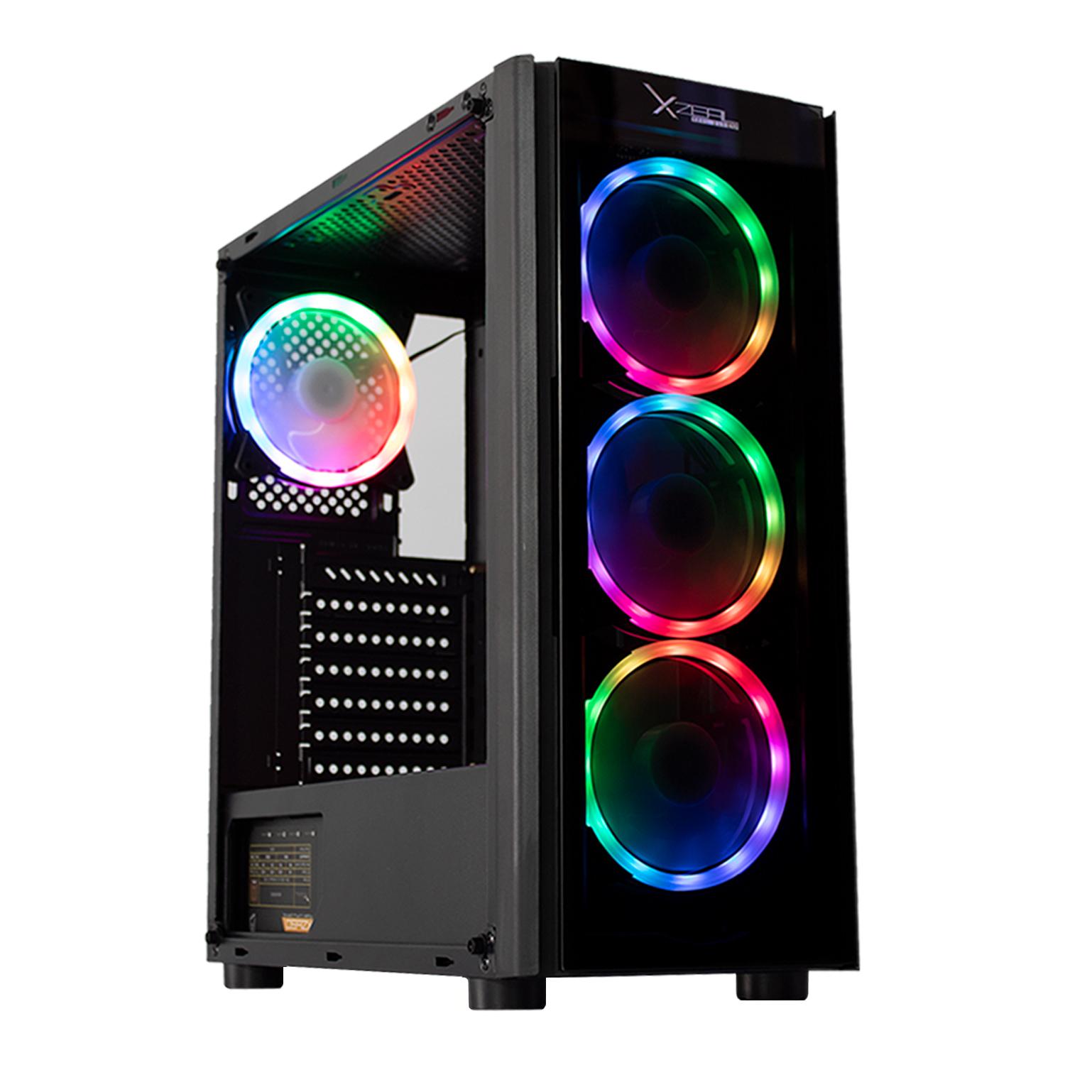 Foto 2 pulgar | Gabinete Gamer Xzeal Xz110 Rgb Cristal Templado color Negro 4 Ventiladores Xzcgb12b