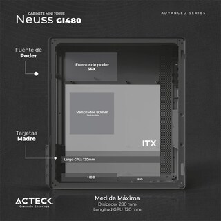 Foto 3 | Gabinete Acteck Neuss Gi480 Micro ATX Fuente 450 W Micro Torre Ac-935142 Negro