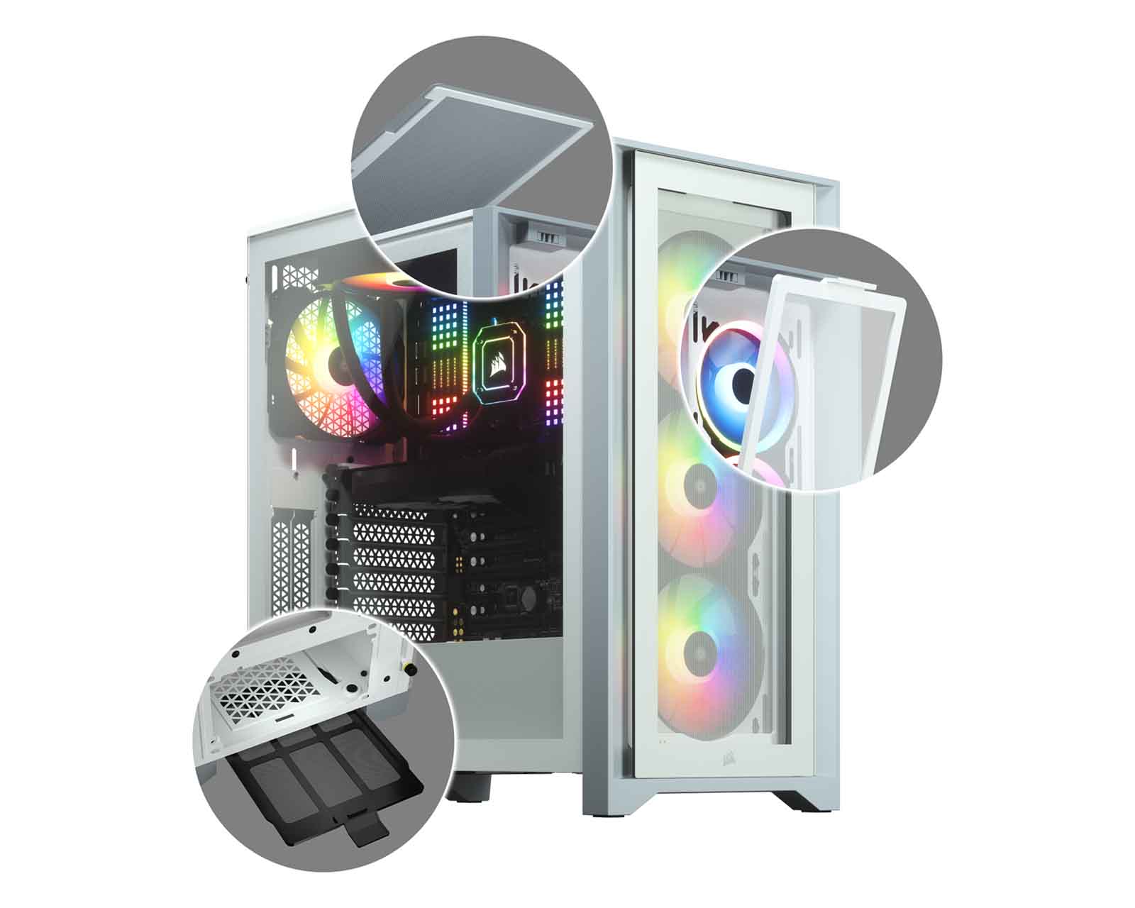 Foto 7 | Gabinete Corsair Icue 4000x Rgb 3 Ventiladores Rgb Incluidos Cristal Templado Sin Fuente color Blanco