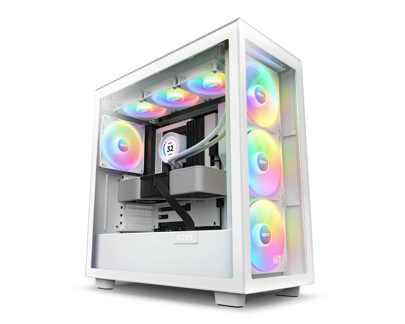 Foto 4 pulgar | Gabinete NZXT H7 CM-H71EW-02 Elite con Ventana RGB Midi-tower Mini-ITX/micro-ATX/ATX USB 3.1 sin Fuente 4 Ventiladores