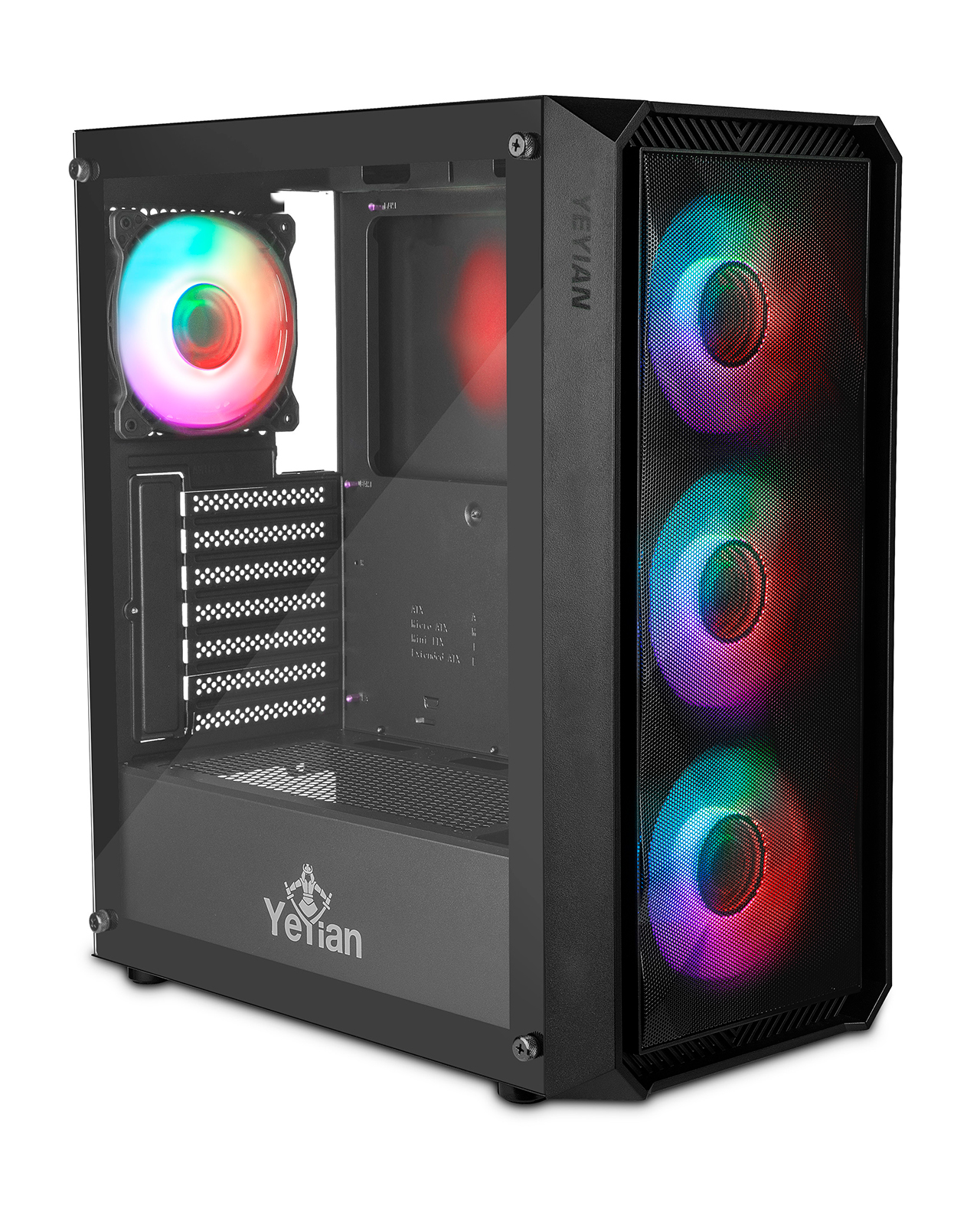 Gabinete para Pc Gaming Lancer Yeyian con Panel Frontal de Malla Control de Ventilador 4 Ventiladores Ycm-aplan-01