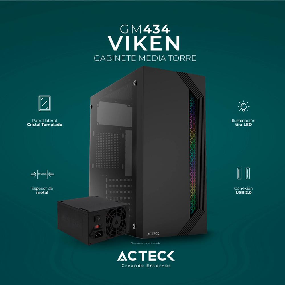 Foto 3 pulgar | Gabinete Acteck Viken Gm434 M-atx Fuente 500w Micro Torre Rgb Cristal Templado color Negro Ac-935692