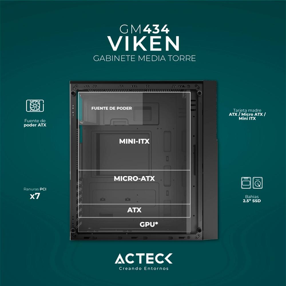 Foto 4 pulgar | Gabinete Acteck Viken Gm434 M-atx Fuente 500w Micro Torre Rgb Cristal Templado color Negro Ac-935692