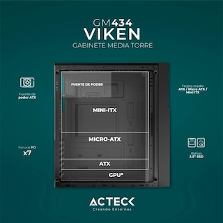 Foto 3 | Gabinete Acteck Viken Gm434 M-atx Fuente 500w Micro Torre Rgb Cristal Templado color Negro Ac-935692