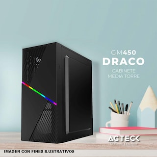 Foto 4 | Gabinete Acteck Draco Gm450 Atx Media Torre Fuente 500w Cristal Templado Negro Ac-935715