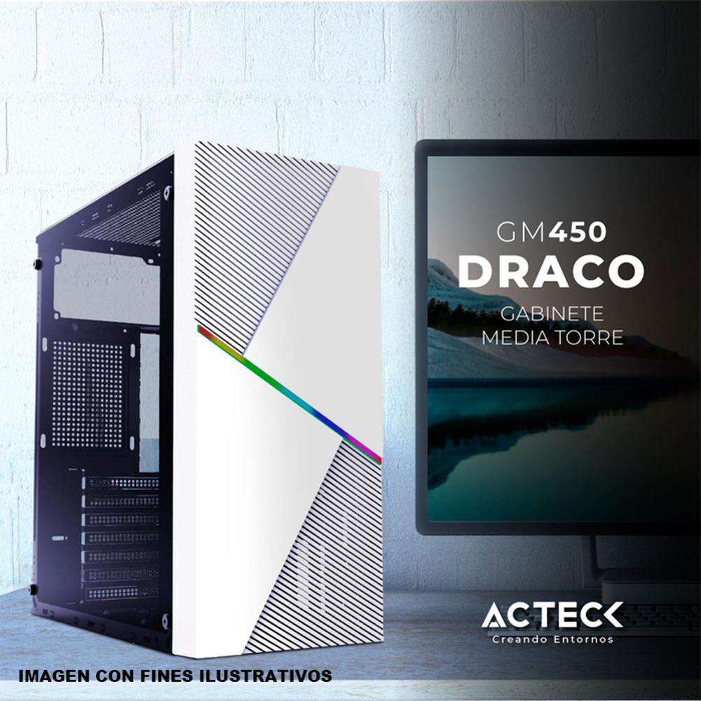 Foto 4 | Gabinete Acteck Draco Gm450 Atx Media Torre Fuente 500w Cristal Templado Blanco Ac-935722