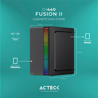 Foto 4 | Gabinete Acteck Fusion Ii Gi440 M-atx Fuente 500W Micro Torre RGB Acrílico Negro Ac-935753