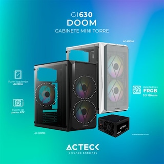 Foto 2 | Gabinete Acteck Doom Gi630 M-atx Fuente 500W Micro Torre 3 Fan Acrílico Blanco Ac-935746