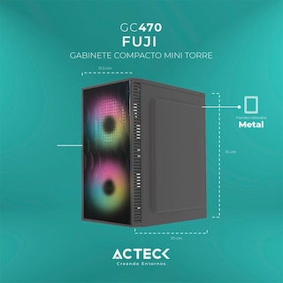 Foto 3 | Gabinete Acteck Fuji Gc470 M-atx Fuente 500W Mini Torre RGB 2 Fan Acrilico color Negro Ac-935838