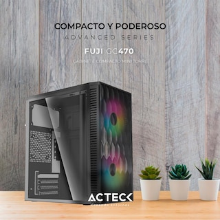 Foto 4 | Gabinete Acteck Fuji Gc470 M-atx Fuente 500W Mini Torre RGB 2 Fan Acrilico color Negro Ac-935838