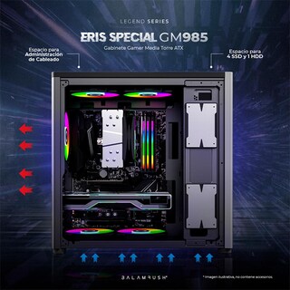 Foto 3 | Gabinete Gamer Balam Rush Eris Special Gm985 ATX Media Torre Cristal Templado USB 3.0 Br-935654 color Gris