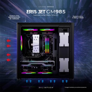 Foto 3 | Gabinete Gamer Balam Rush Eris Jet GM985 ATX Media Torre Cristal Templado USB 3.0 BR-935661 color Negro