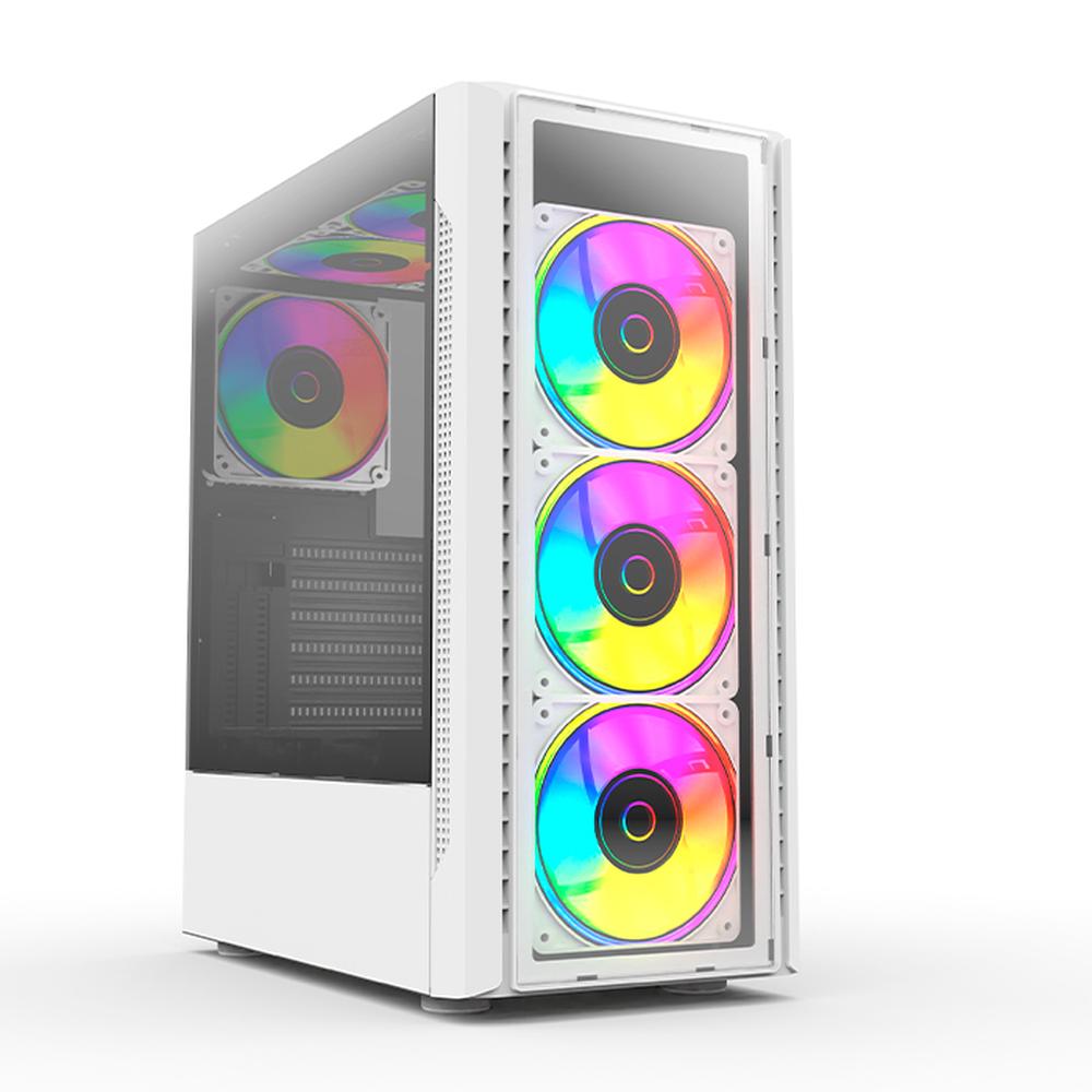 Foto 2 pulgar | Gabinete Gamer Balam Rush Dragonfly II Crystal GM745 ATX Media Torre 4 Fan RGB USB BR-935975 color Blanco